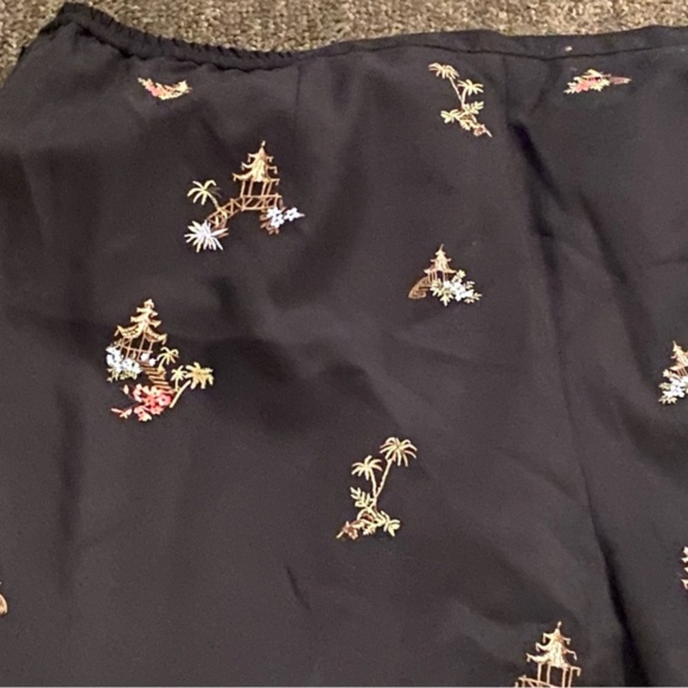 Talbots Black Floral Embroidered Pants - Picture 8 of 11